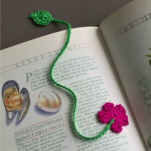 Handcrafted Crochet Pink Flower Bookmark